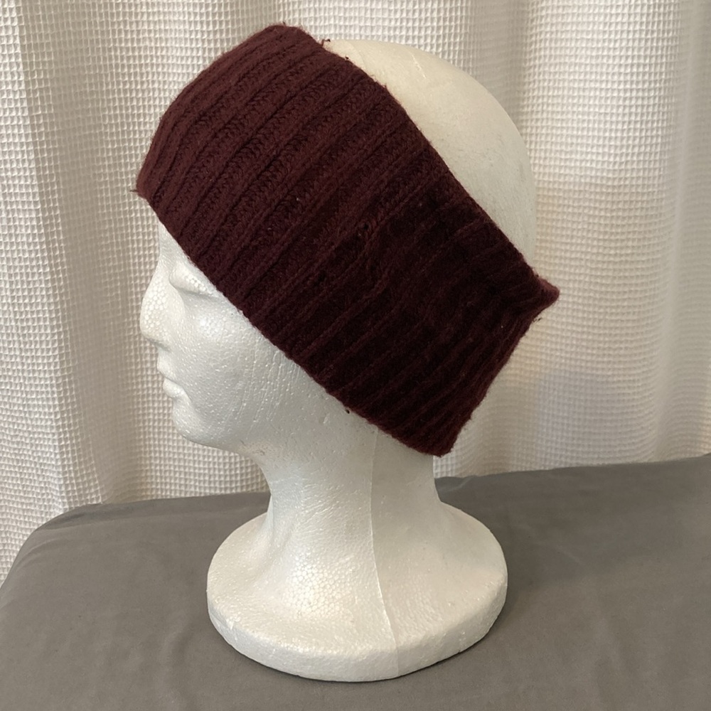 All Saints Ear Warmer Wine Colored Wool Cashmere Blend Rib Headband Soft!